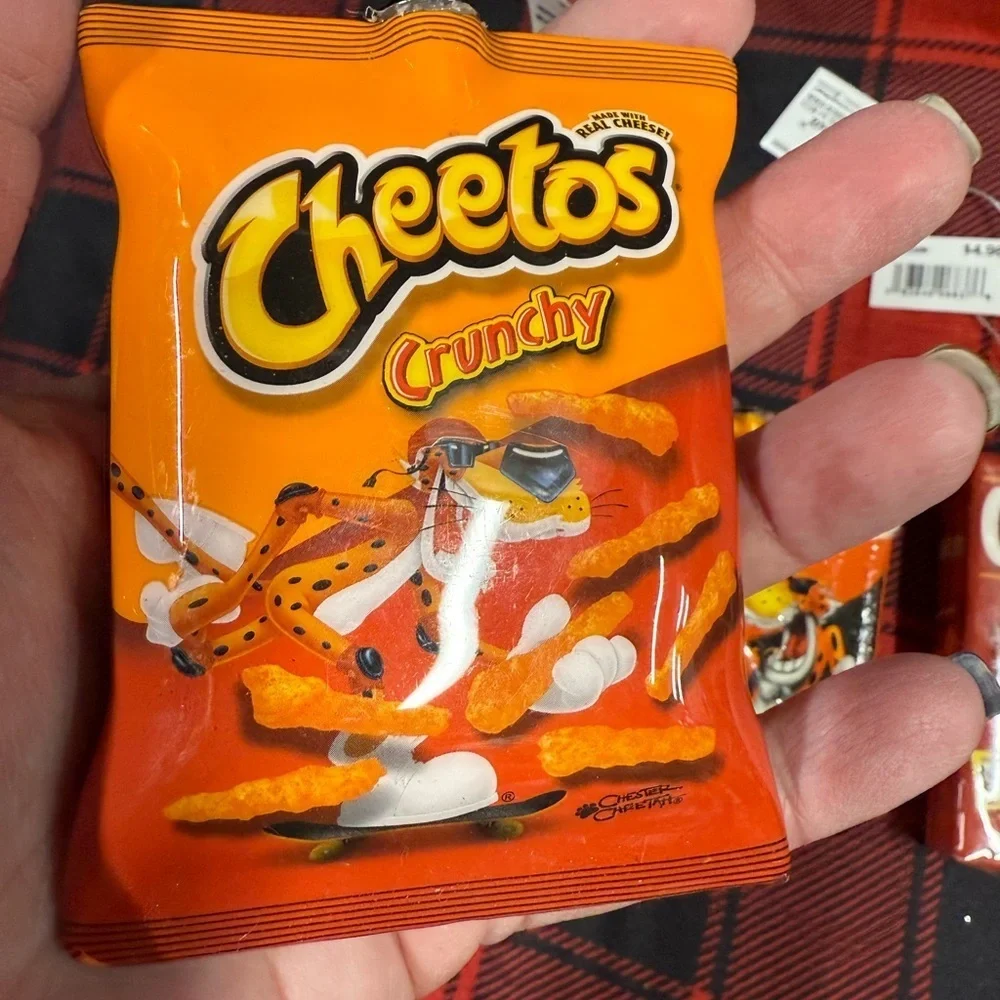 Orange Crunchy Cheeto’s and Cheez Holiday Christmas Ornaments Brand New Set of 3